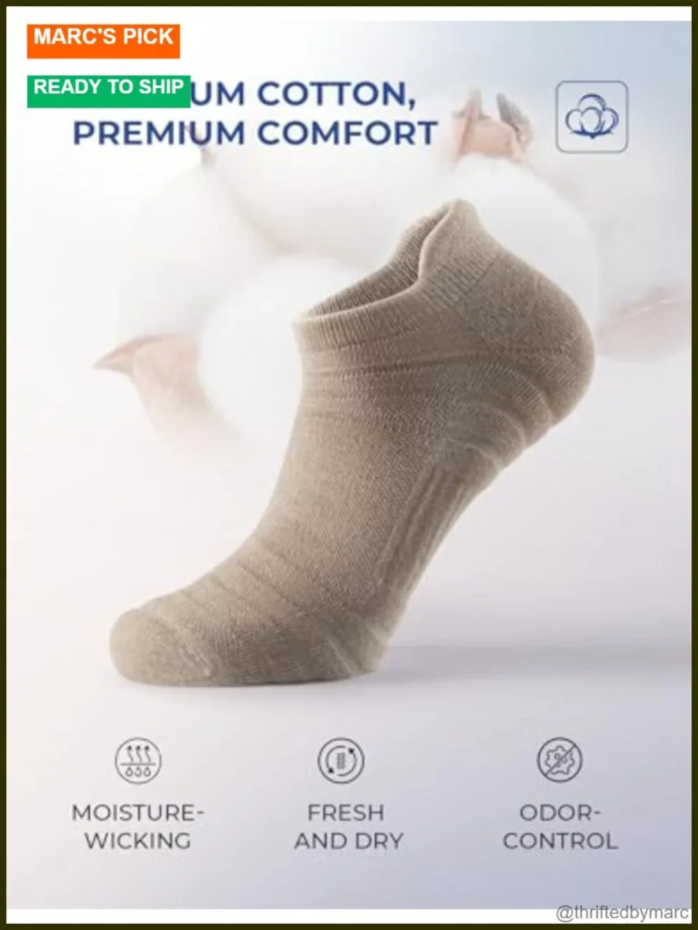 6 Pack Athletic Running Ankle Socks Cotton Low Cut Cushioned Anti-Blister Tab